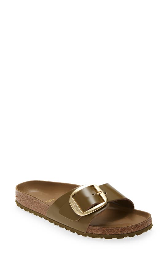 Birkenstock Madrid Big Buckle Sandal In High Shine Mud Green