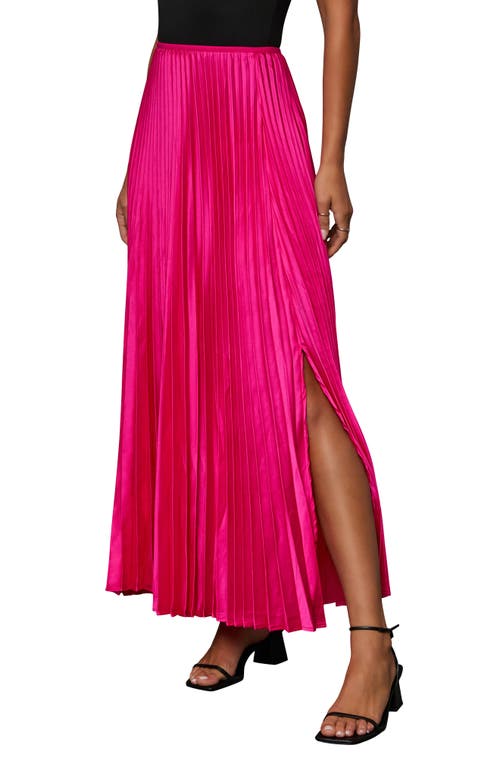 Shop Vici Collection Antonella Pleated Satin Skirt In Fuchsia