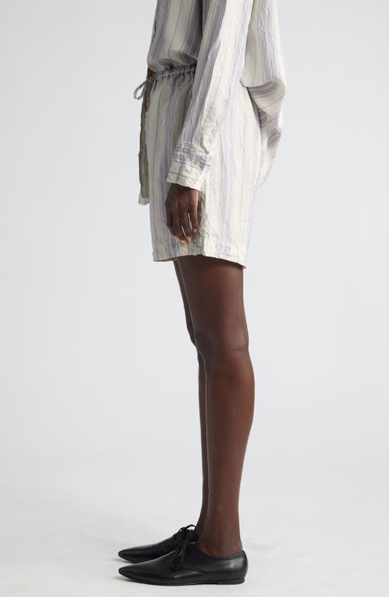 Bite Studios Portico Stripe Rumpled Satin Drawstring Shorts In Glicine