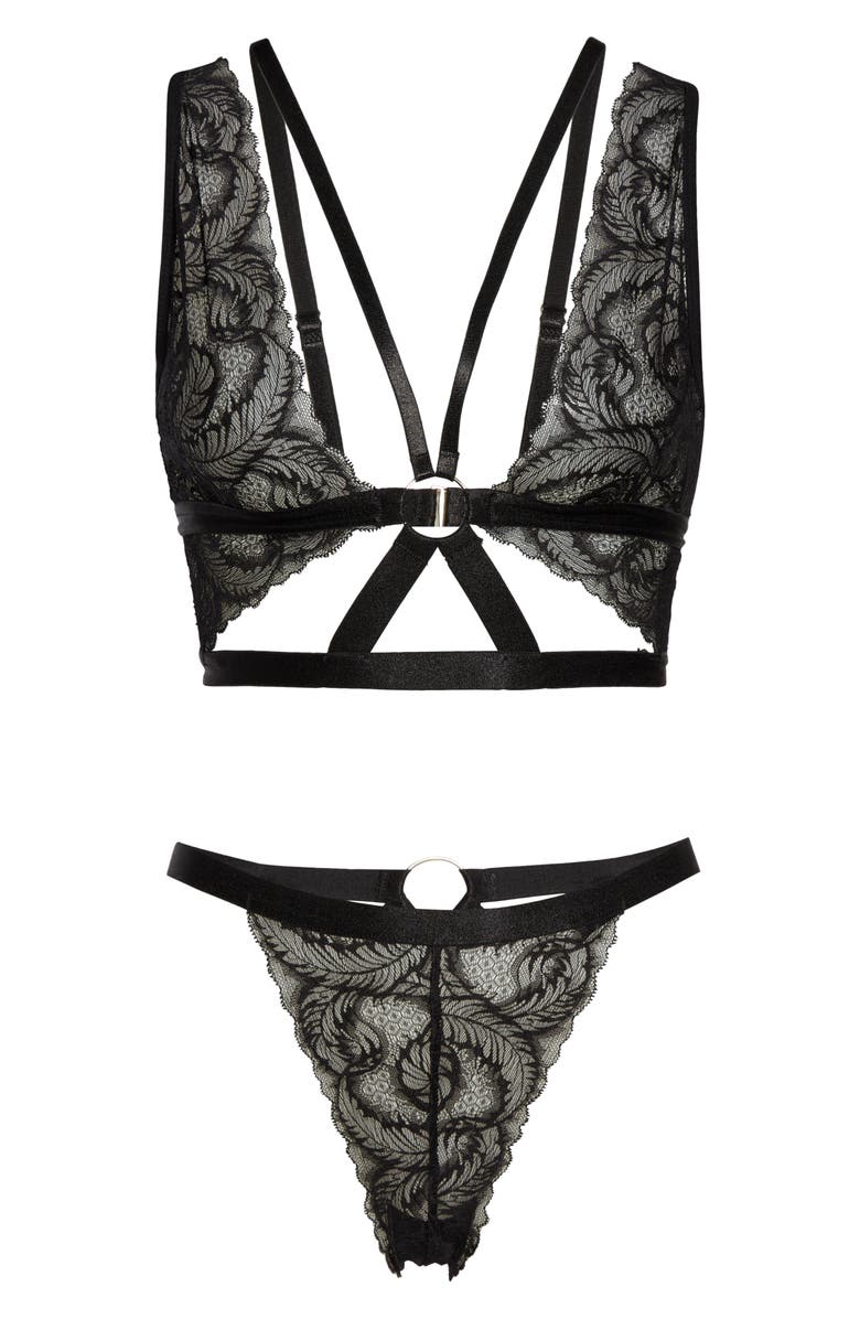 Oh La La Cheri Strappy Lace Bralette & Panties Set | Nordstrom