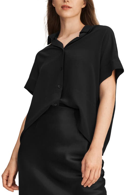 Shop Lilysilk Casual Short Sleeves Loose Silk Shirt In Black