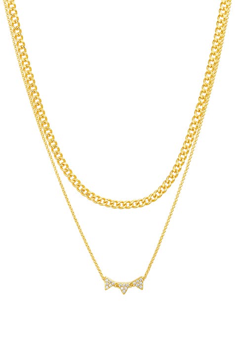 Crystal & Mixed Link Layered Necklace