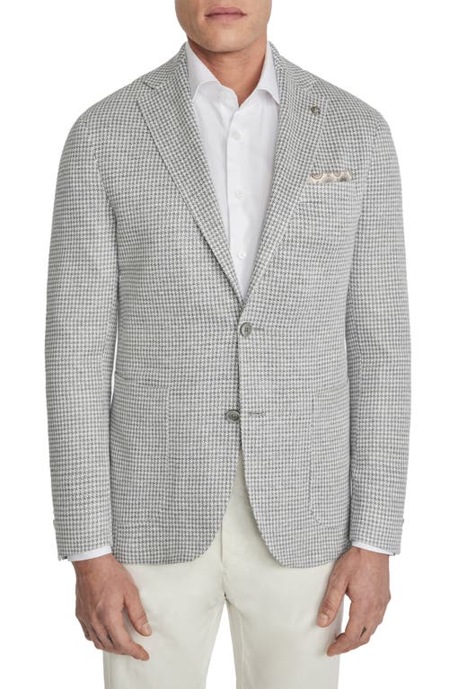 Queens Houndstooth Knit Linen Blend Sport Coat in Light Grey