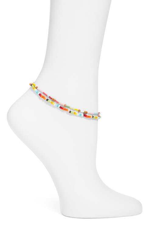 ROXANNE ASSOULIN Feeling Groovy Set of 2 Beaded Anklets in Red Multi at Nordstrom