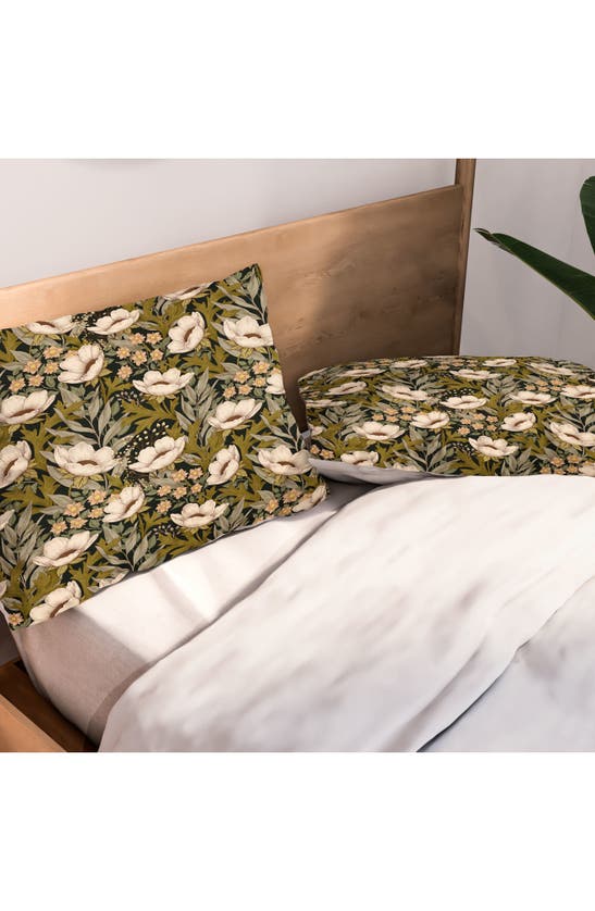 Deny Designs Floral Meadow Spring Green Duvet Cover & Shams Set In Green