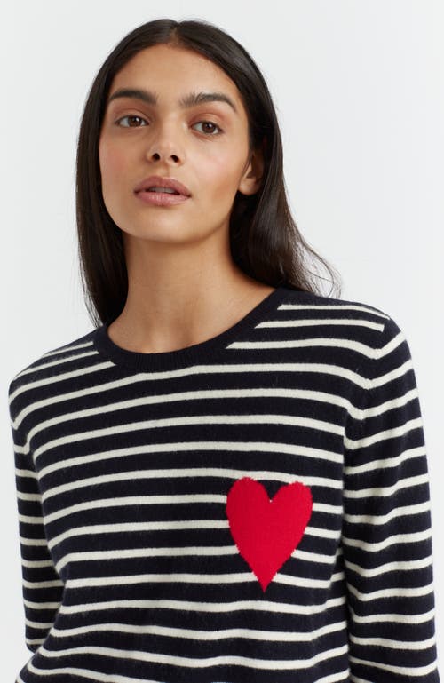 Shop Chinti & Parker Breton Heart Wool & Cashmere Sweater In Navy