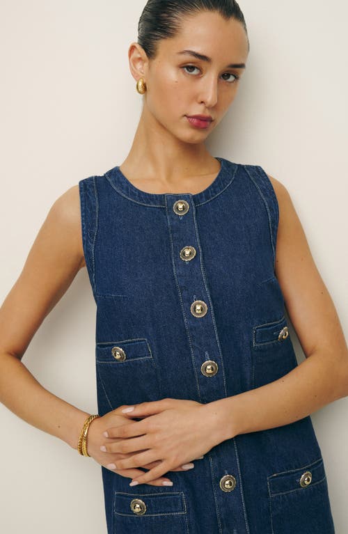 Shop Reformation Tropez Sleeveless Denim Minidress In Salinas