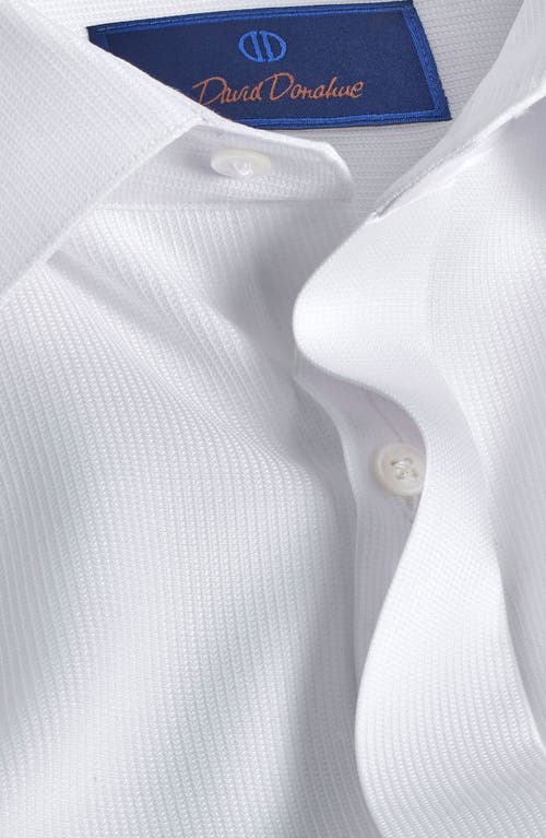 David Donahue Trim Fit Birdseye French Cuff Dress Shirt In White