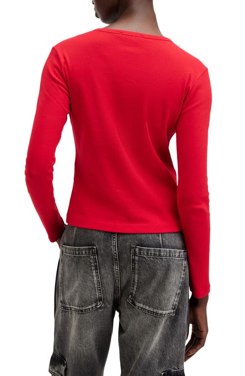 Shop Allsaints Stevie Long Sleeve Organic Cotton T-shirt In Savvy Red