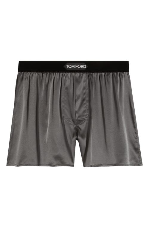 Shop Tom Ford Stretch Silk Boxers In Slate