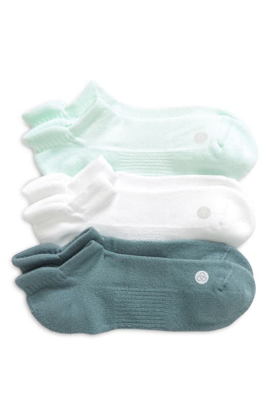 Shop Zella Assorted 3-pack Tab Ankle Socks In Green Glimmer