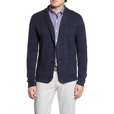 Peter Millar Concorde Linen & Wool Cardigan Sweater, Blue