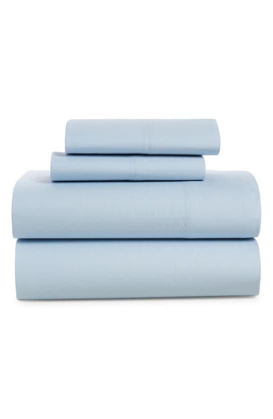 Shop French Connection Cotton Percale 4-piece Bed Sheet Set In Ballad Blue