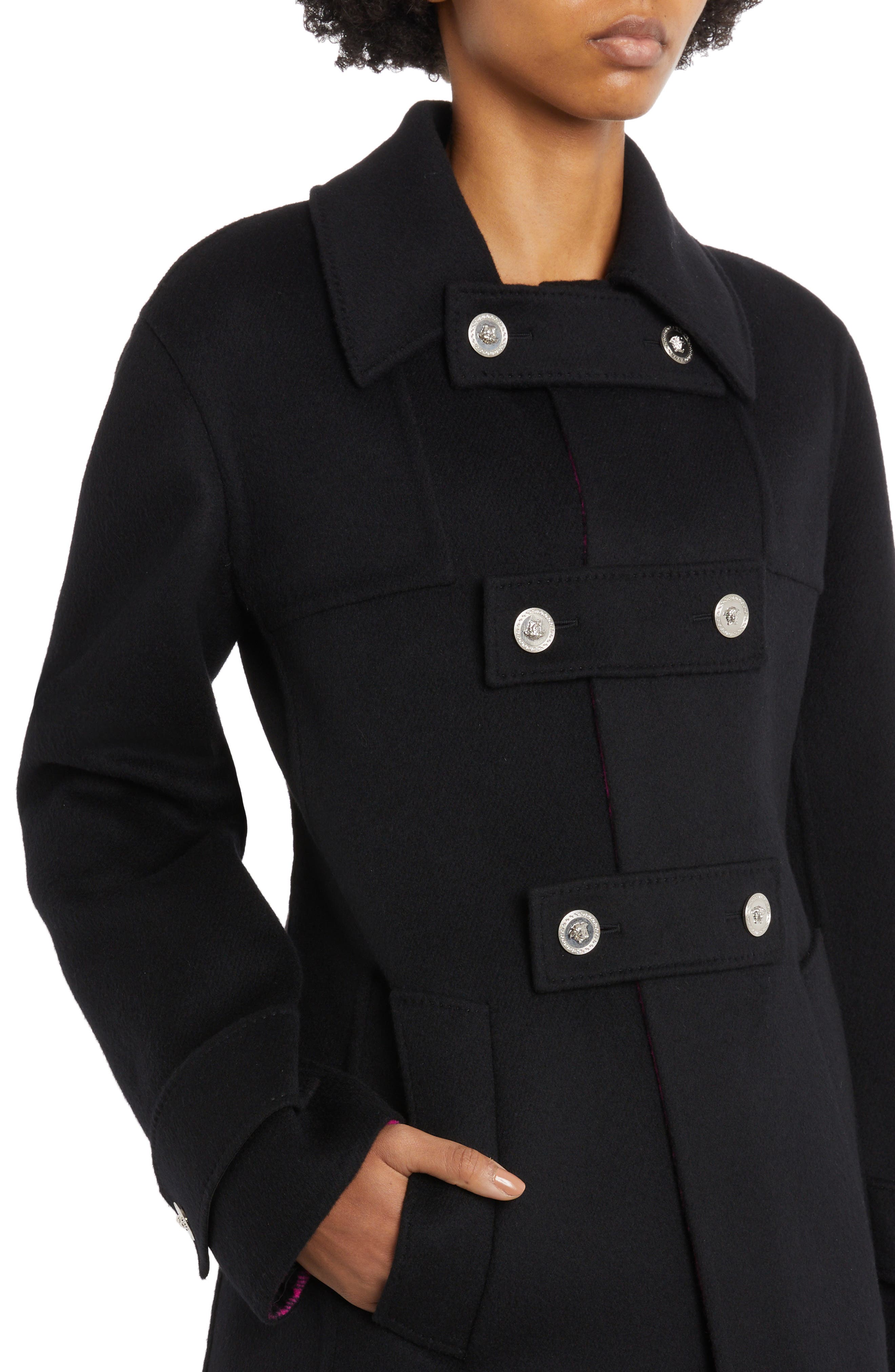 Versace single-breasted wool-blend coat - Black