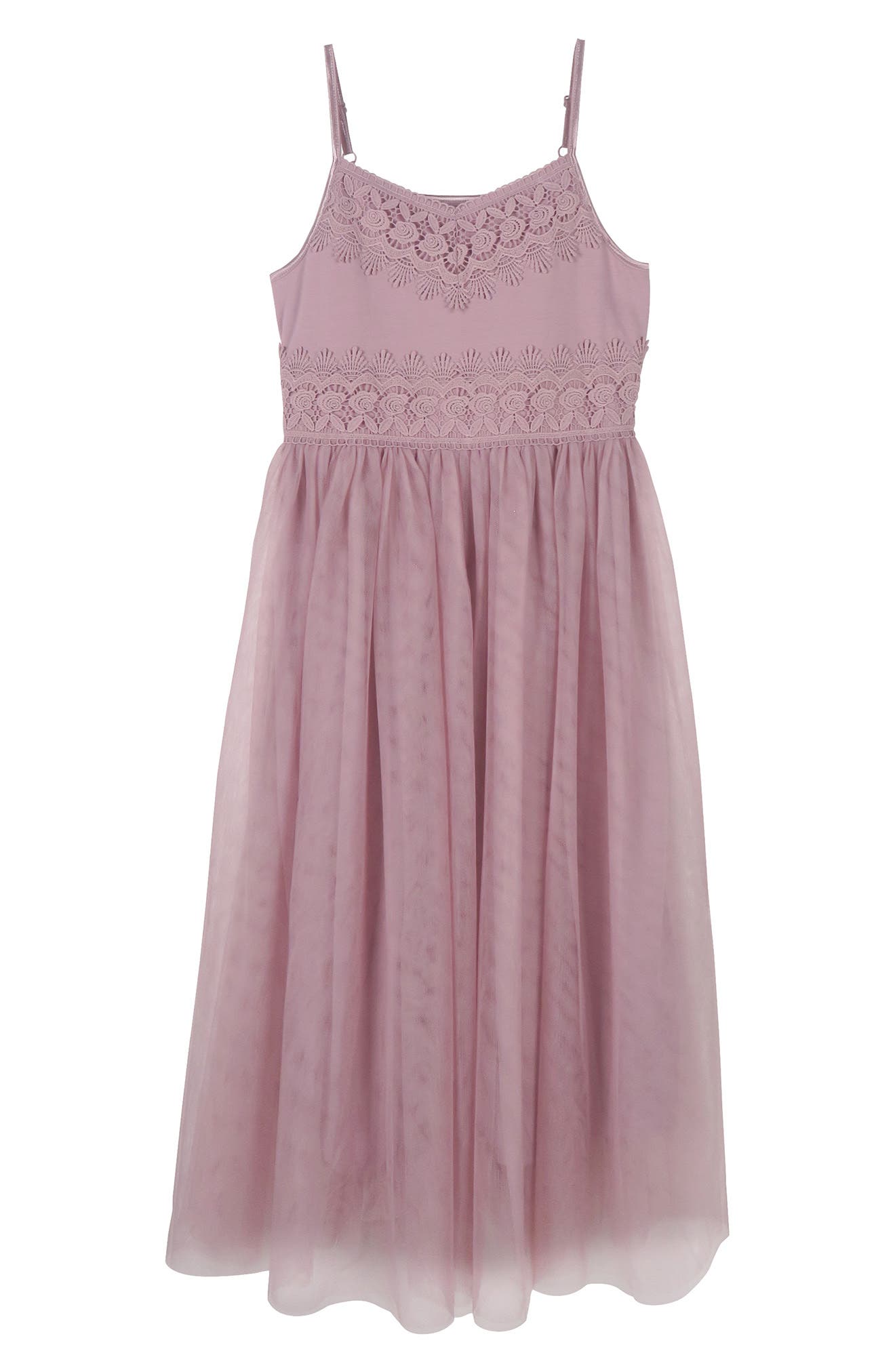 Zunie Kids' Sleeveless Crochet Maxi Dress In Dusty Lilac | ModeSens