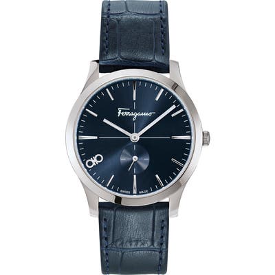 Salvatore Ferragamo Slim Leather Strap Watch, 40Mm