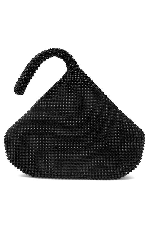 Jessica Mcclintock Staci Beaded Mesh Wristlet In 08n Black