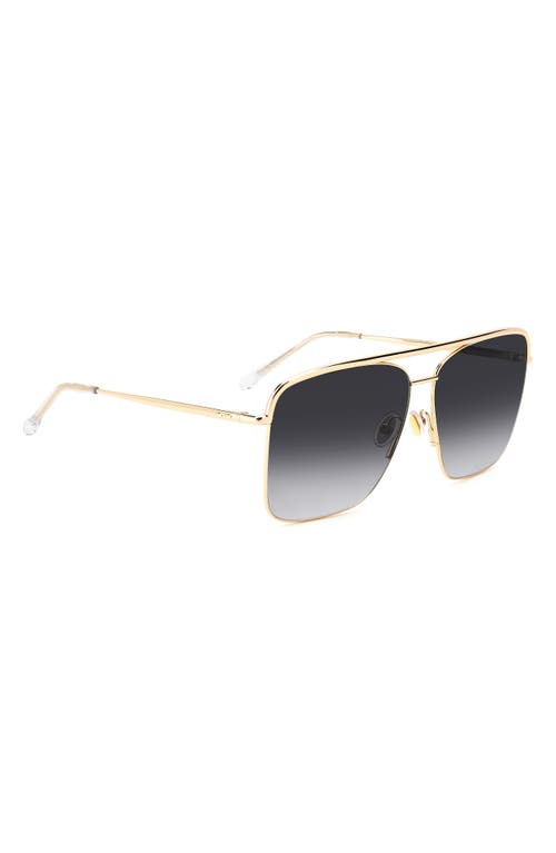Isabel Marant Wild Metal 62mm Gradient Oversize Rectangular Sunglasses In Rose Gold/grey Shaded