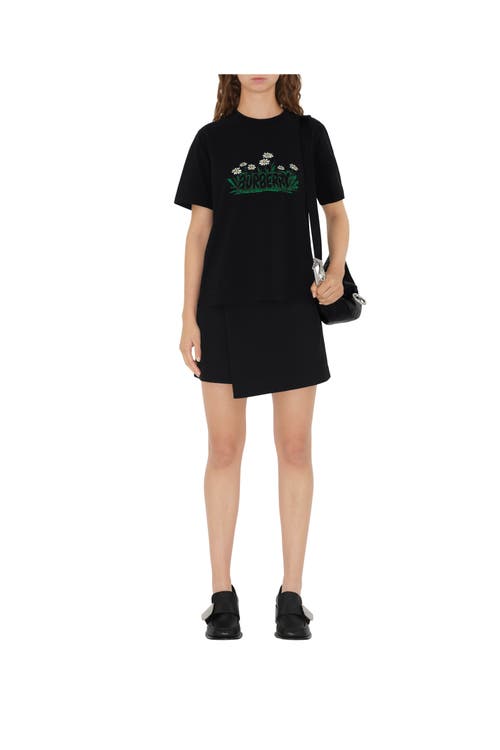 Burberry Daisy-logo Cotton T-shirt In Black