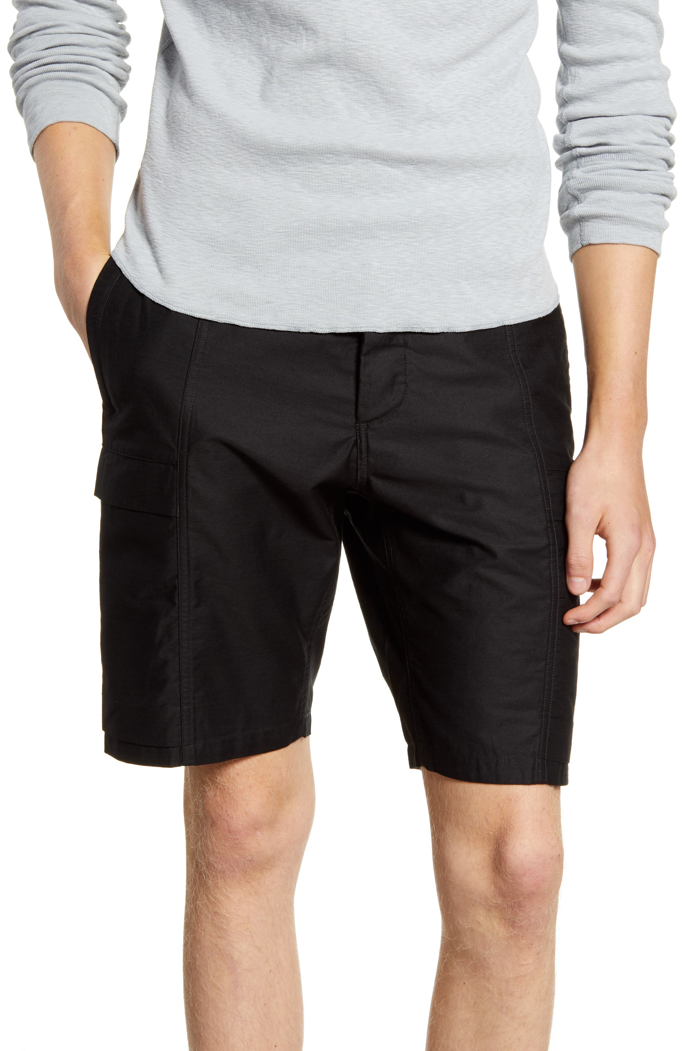 Wings + Horns Utility Cotton Cargo Shorts, Black