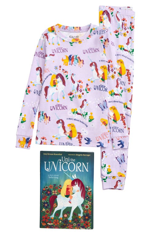 Books to Bed Uni the Unicorn Fitted Two-Piece Pajamas & Book Set in Purple