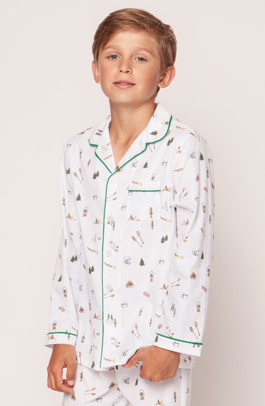 Shop Petite Plume Kids' Camping Print Two-piece Pajamas In White