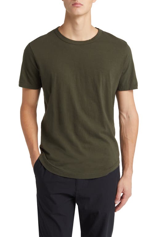 Curve Hem Cotton Slub T-Shirt in Dark Olive