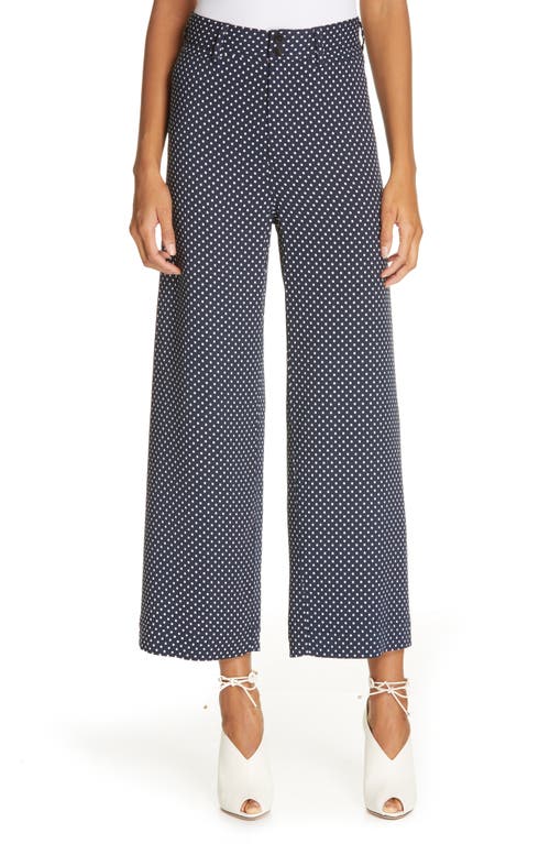 Dot Wide Leg Ankle Pants in Navy Combo