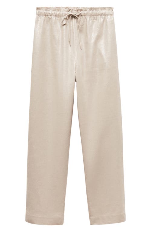 Mango Women's Linen-blend Elastic Waist Trousers In Medium Brown