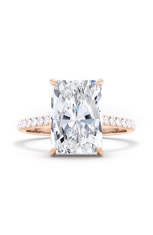 Hautecarat Radiant Cut Pavé Lab Created Diamond Ring In 3.00 Ctw 18k Rose Gold
