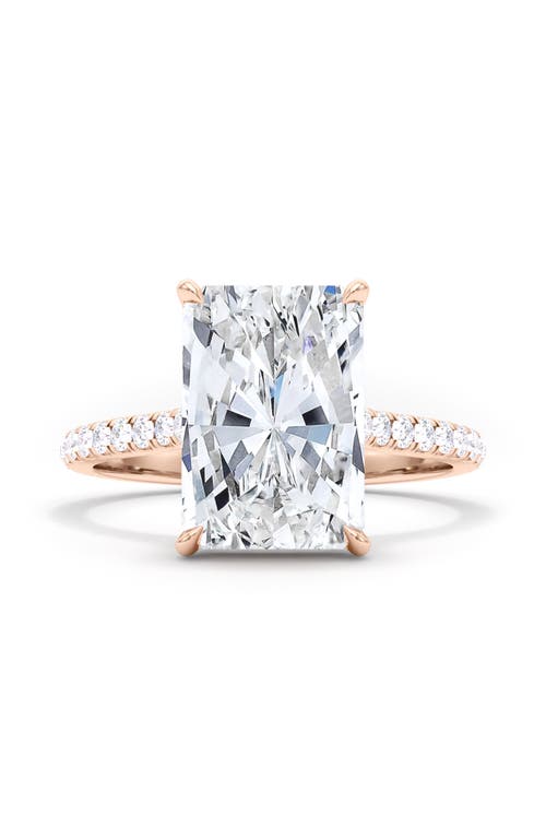 Shop Hautecarat Radiant Cut Pavé Lab Created Diamond Ring In 3.00 Ctw 18k Rose Gold