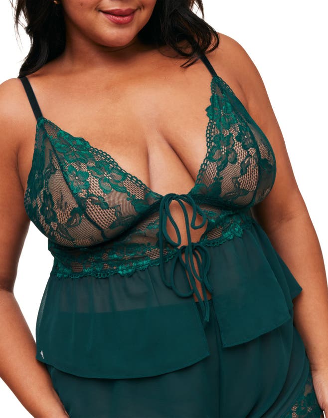 Shop Adore Me Tammy Camisole & Shorts Set Lingerie In Dark Green