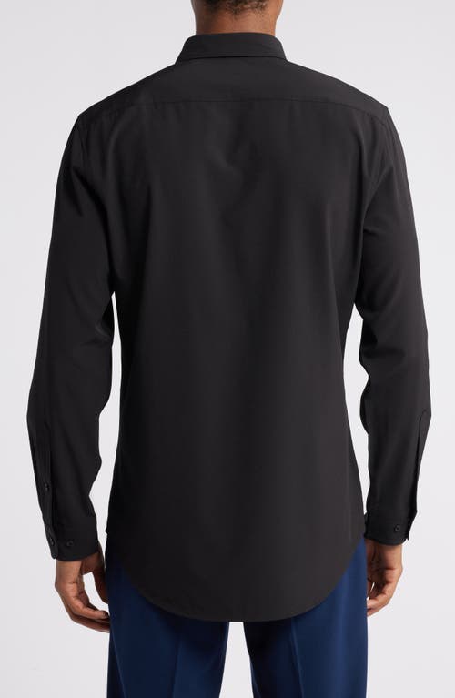 Open Edit Slim Fit Solid Stretch Button-up Shirt In Black