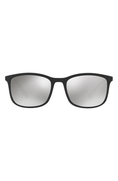 Prada Sport 56mm Mirrored Rectangle Sunglasses in Black at Nordstrom
