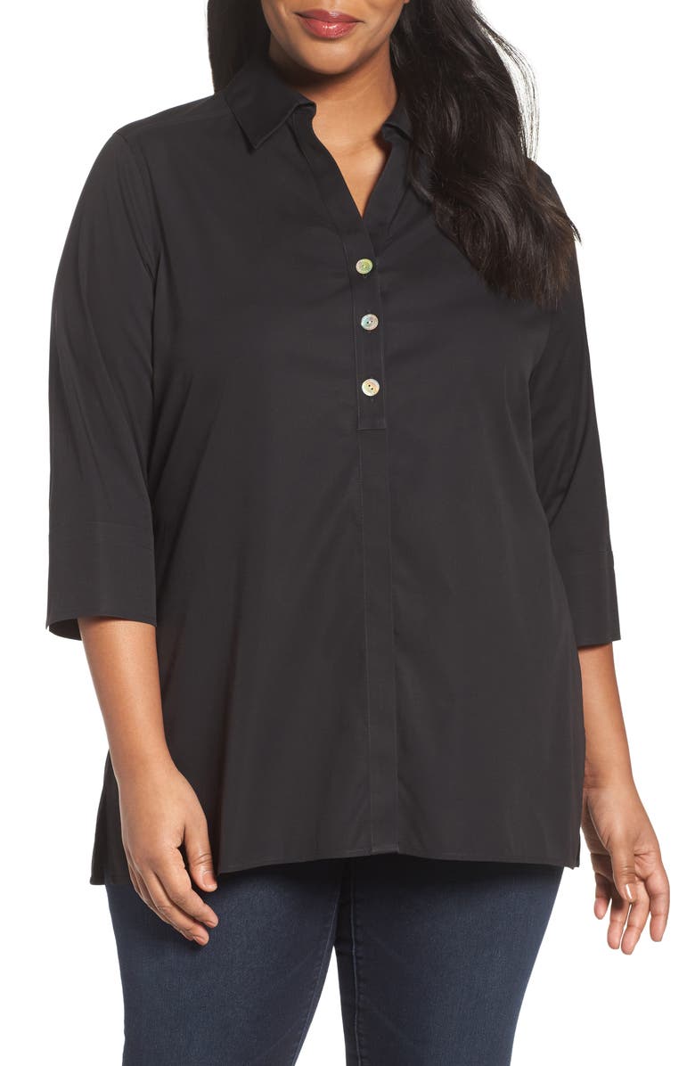 Foxcroft 'Pamela' Button Back Non-Iron Tunic Shirt (Plus Size) | Nordstrom