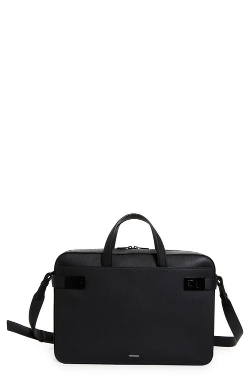 Ferragamo Twins Leather Briefcase In Nero