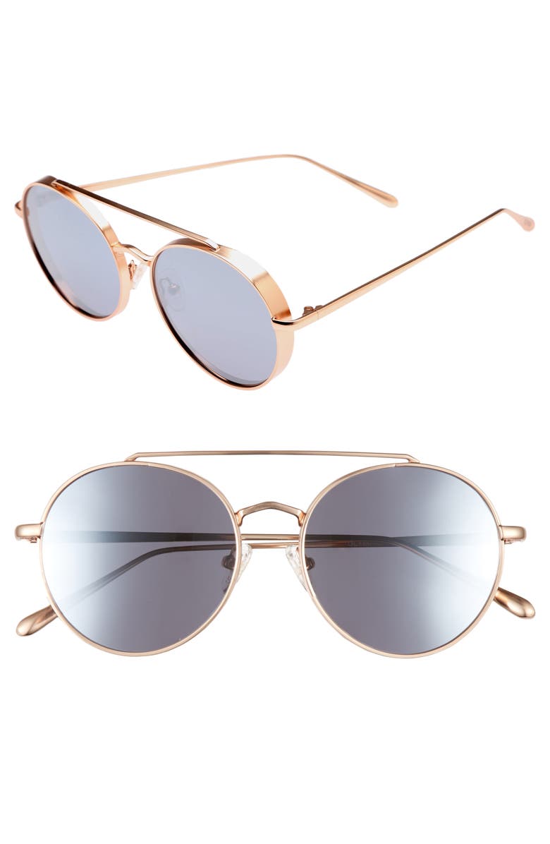BONNIE CLYDE Olympic 53mm Polarized Aviator Sunglasses, Main, color, Silver
