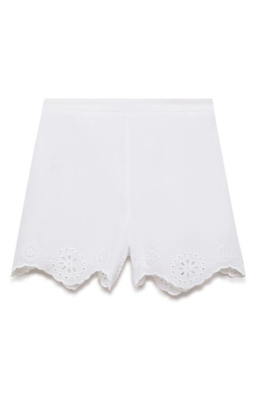 Mango Cotton Eyelet Shorts In White