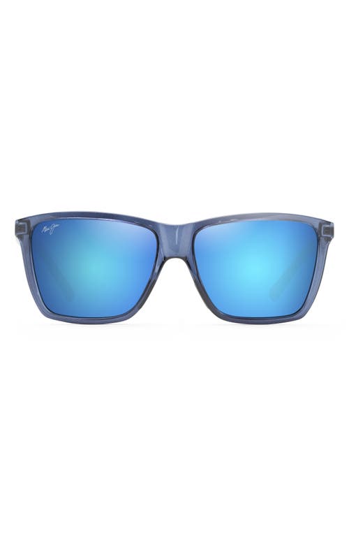 Maui Jim Cruzem 57mm Polarizedplus2® Rectangular Sunglasses In Dark Blue/blue Hawaii