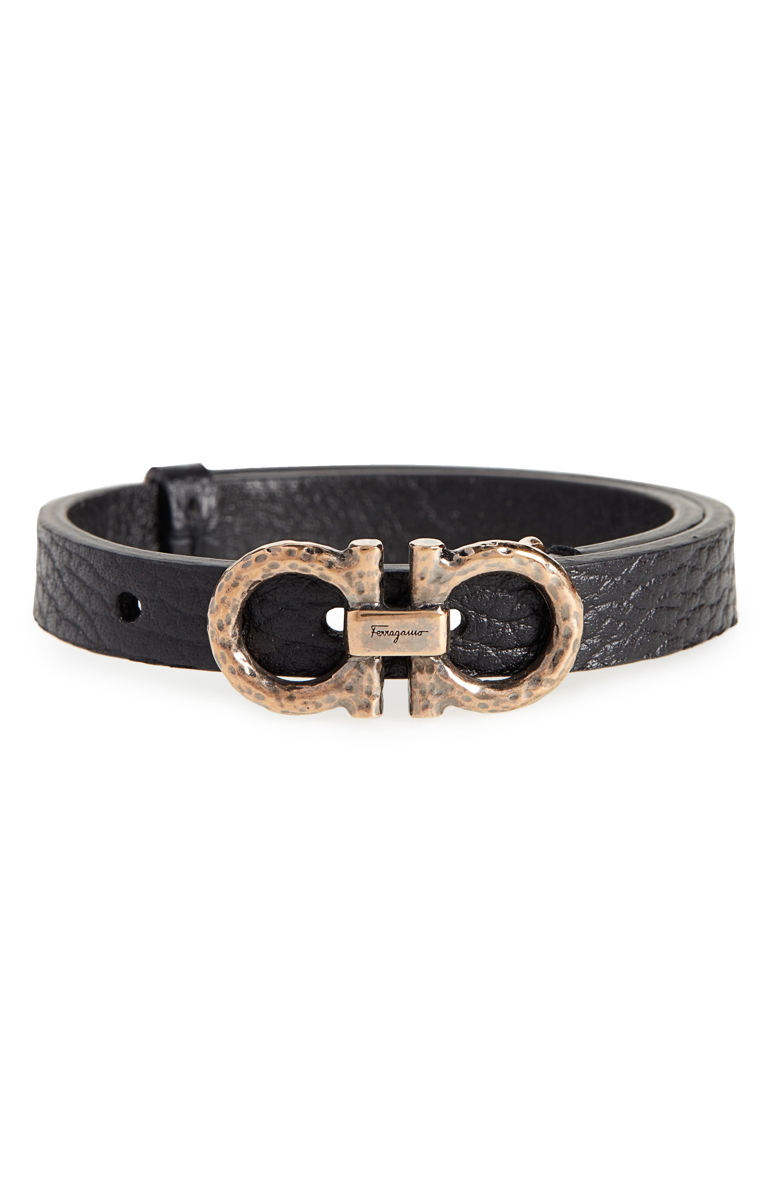 salvatore ferragamo men's leather bracelet