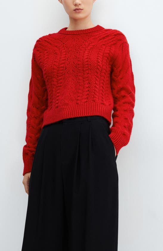 Shop Mango Open Stitch Sweater In Red