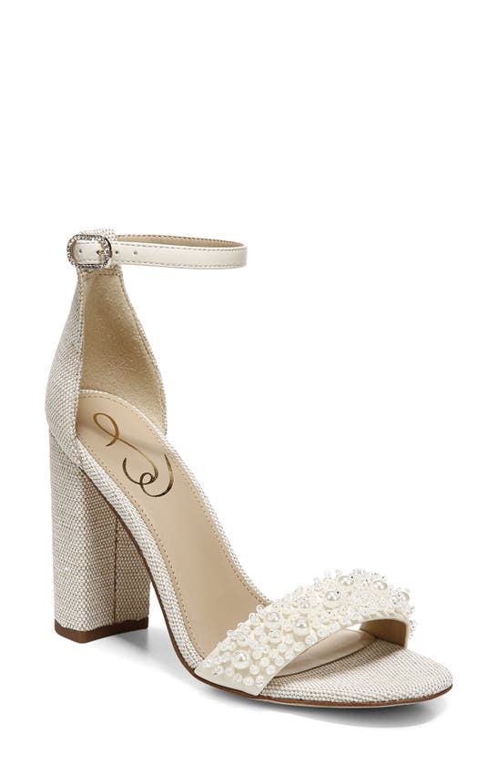 Sam Edelman Yaro Ankle Strap Block Heel Sandals In Modern Ivory