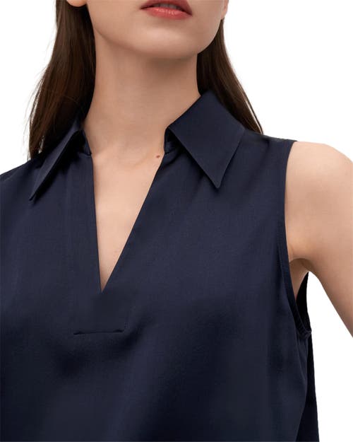 Shop Lilysilk V-neck Sleeveless Silk Violet Blouse In Navy Blue