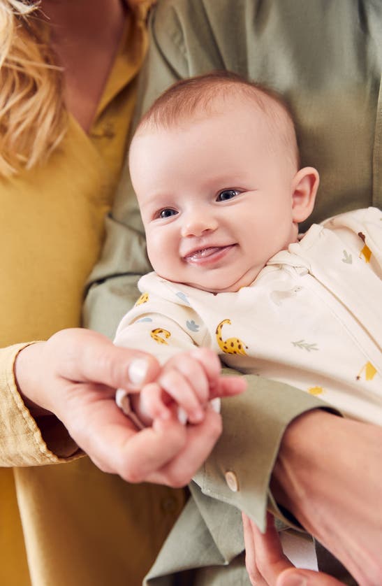 Mori Clever Zip Safari Fitted One-piece Pajamas In Safari