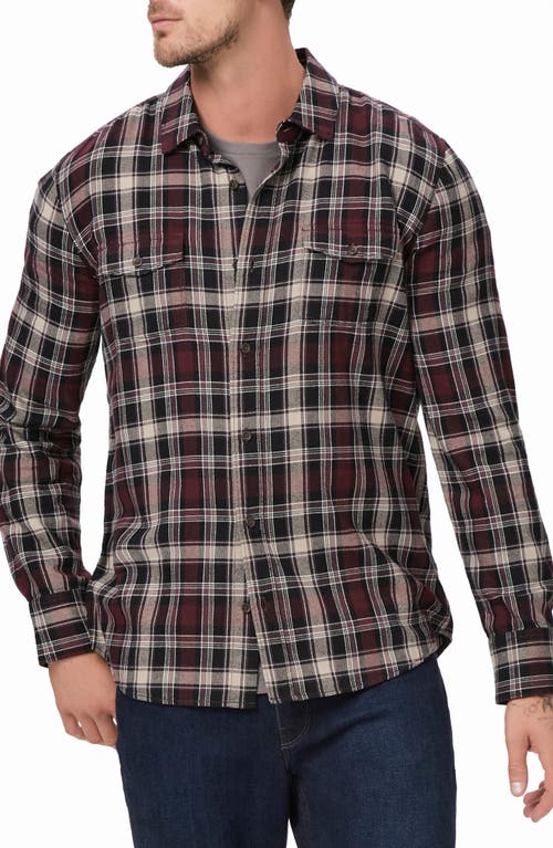 PAIGE Everett Plaid Flannel Button-Up Shirt Onyx Cosmos at Nordstrom,