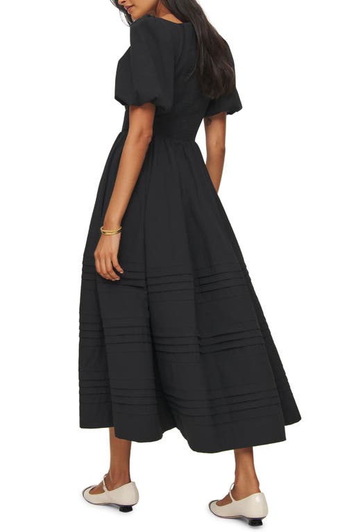 Shop Reformation Everlyn Puff Sleeve Stretch Organic Cotton Maxi Dress In Black