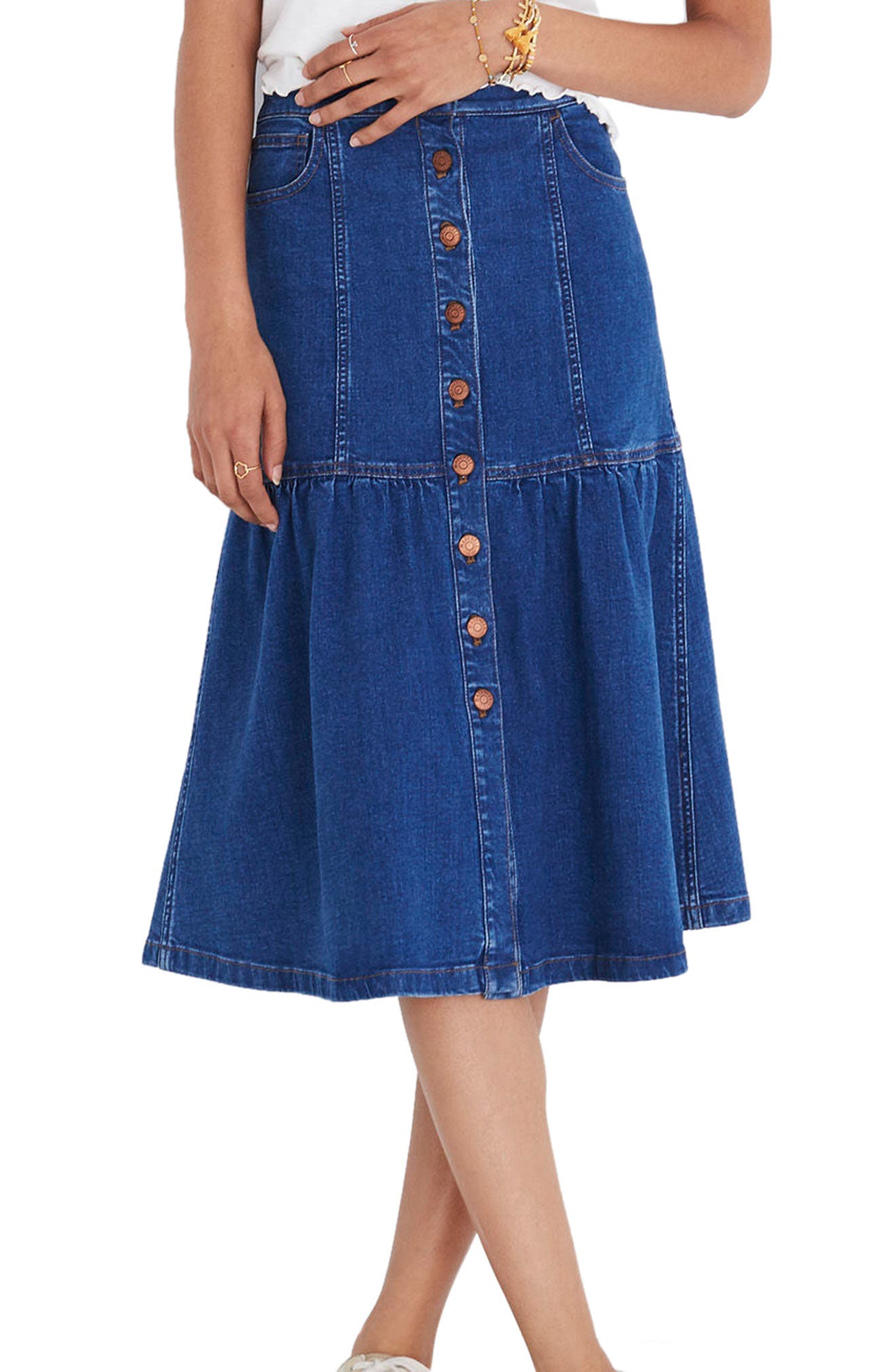 madewell denim midi skirt