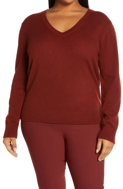 Vince Weekend V-Neck Cashmere Sweater in Currant