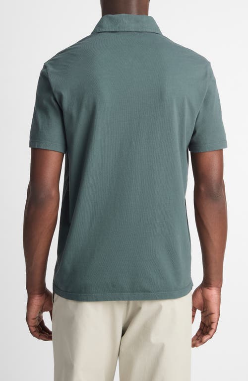 Shop Vince Regular Fit Garment Dyed Cotton Polo In Washed Petrol Green