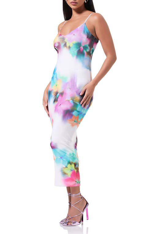 Shop Afrm Amina Print Slipdress In Blur Pansy